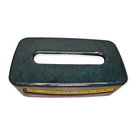 Vintage Hygiene Industries Green/Black Faux Marble Plastic Tissue Cover - Picture 8 of 11